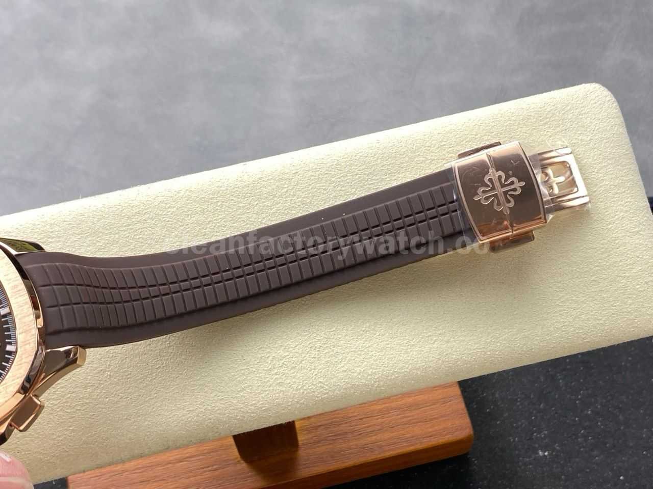 3K Factory Patek Philippe Aquanaut 5968R 0001 42mm Rose Gold Brown Rubber Strap Arabic Numera (8)