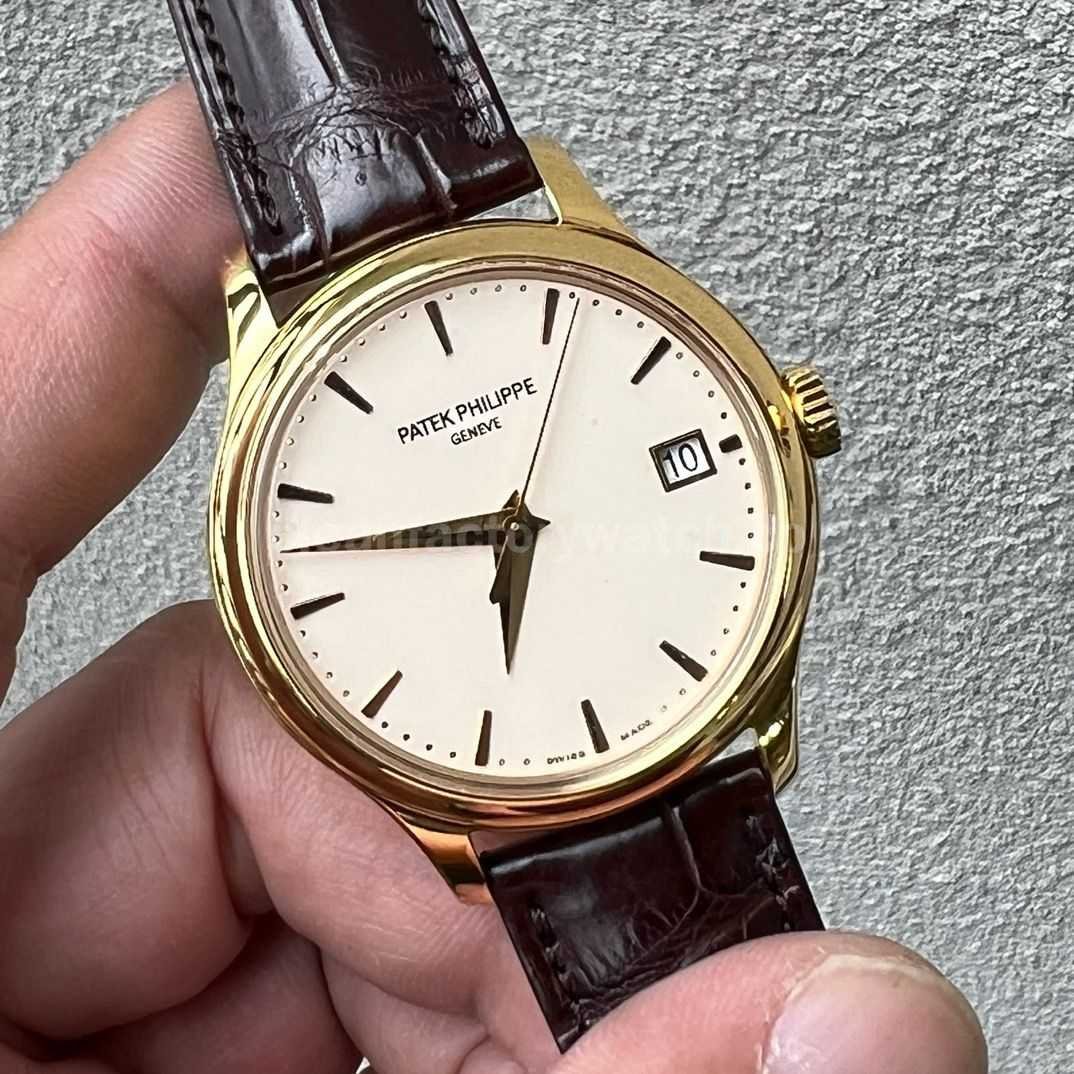 3K Factory Patek Philippe Calatrava 5227R 001 39mm Rose Gold Leather Strap Champagne Dial (4)