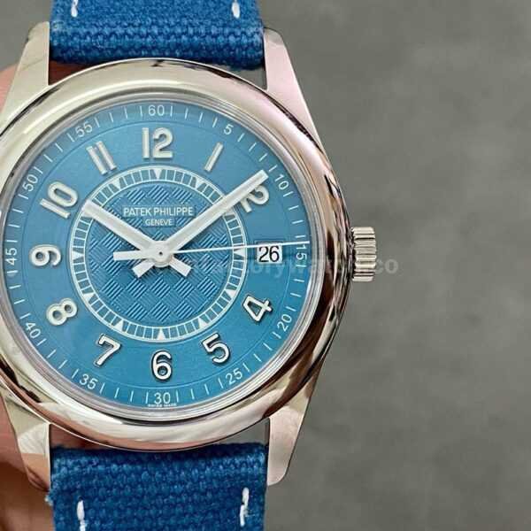 3K Factory Patek Philippe Calatrava 6007A-001 40mm Steel Leather Strap Arabic Numerals Blue Dial