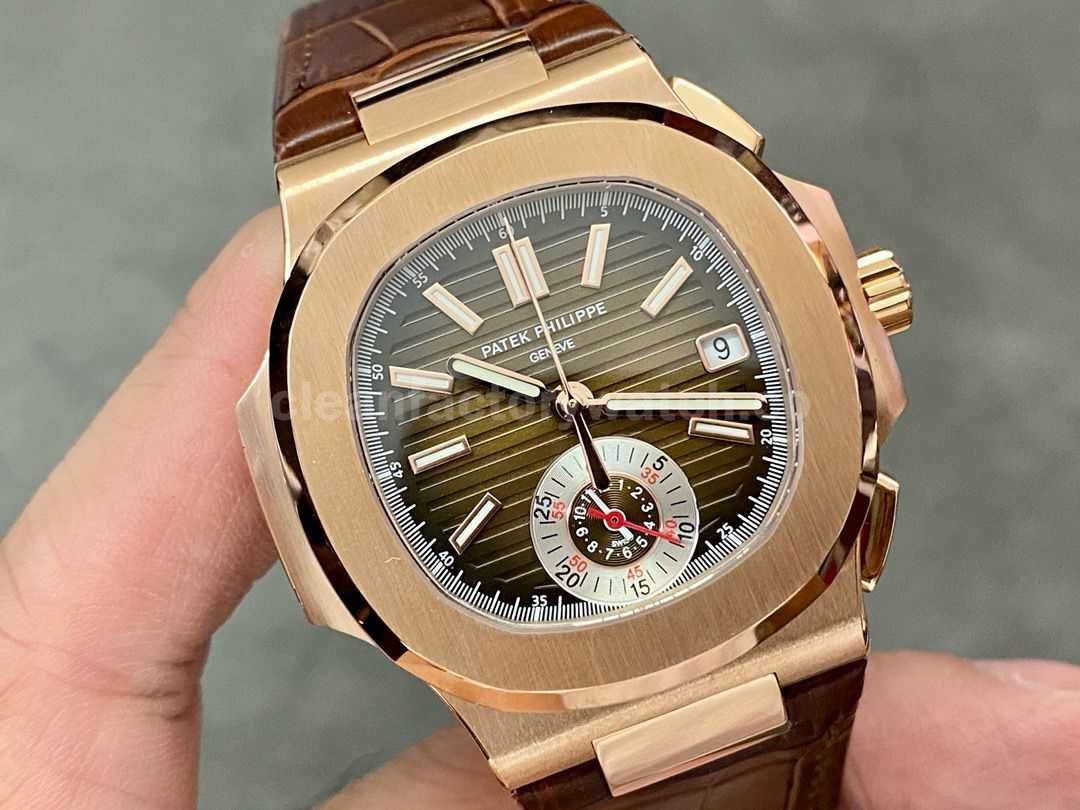 3K Factory Patek Philippe Nautilus 40.5mm 5980R 001 Rose Gold Leather Brown Dial (6)