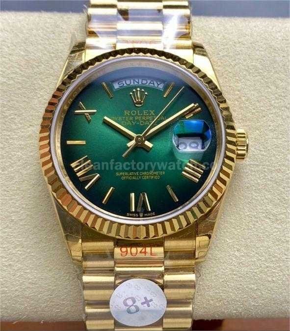 8+ Factory Counterweight Rolex Day Date 128238 0118 36mm Full Yellow Gold Roman Numeral (5)