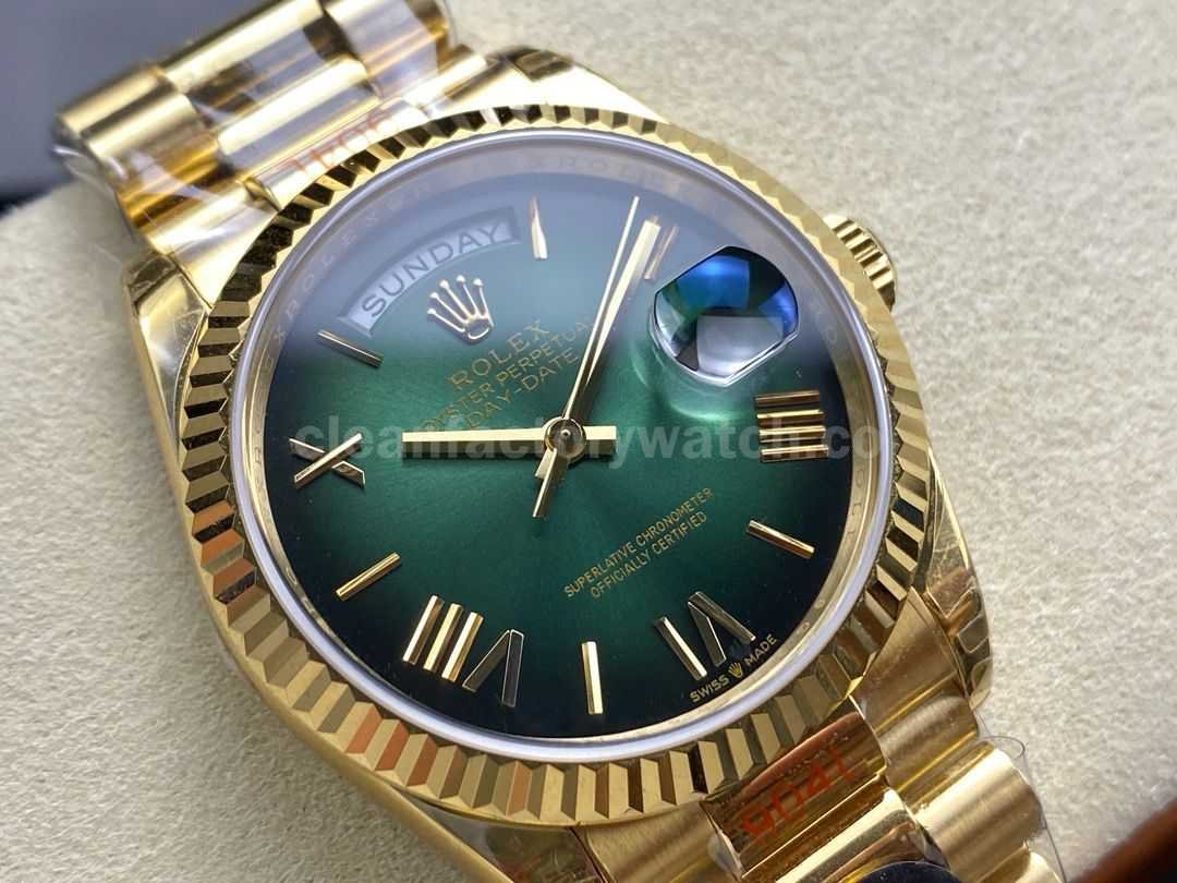 8+ Factory Counterweight Rolex Day Date 128238 0118 36mm Full Yellow Gold Roman Numeral (7)