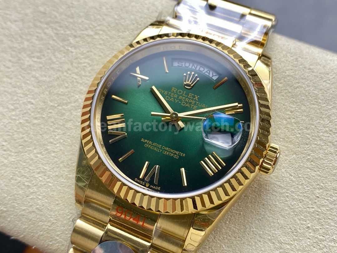 8+ Factory Counterweight Rolex Day Date 128238 0118 36mm Full Yellow Gold Roman Numeral (9)