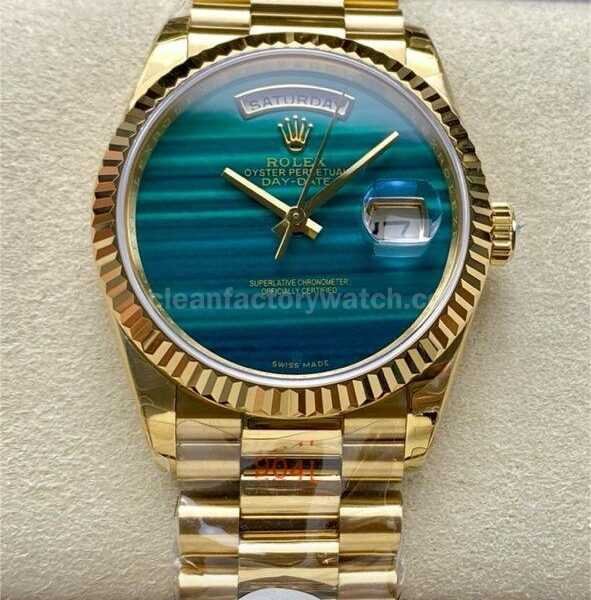8+ Factory Counterweight Rolex Day-Date 18038 36mm Full Yellow Gold Blue Gradient Dial