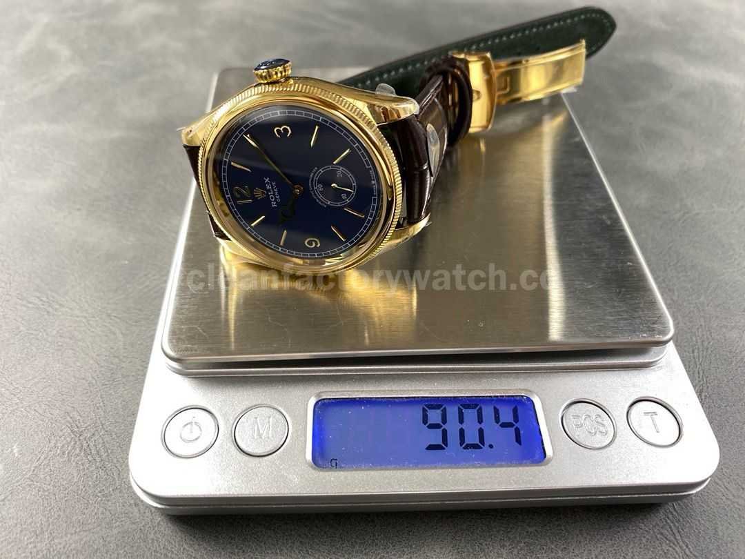 8+ Factory Rolex 1908 52508 39mm Yellow Gold Leather Strap Arabic Numerals Blue Dial (2)