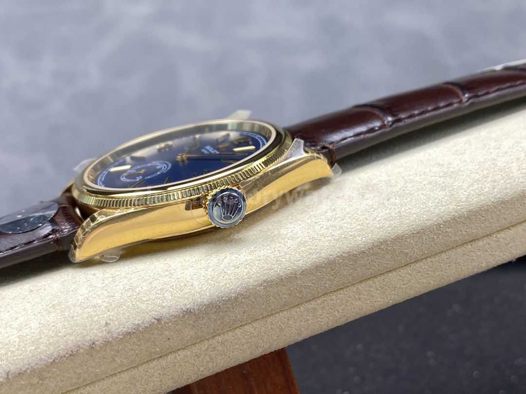 8+ Factory Rolex 1908 52508 39mm Yellow Gold Leather Strap Arabic Numerals Blue Dial (3)