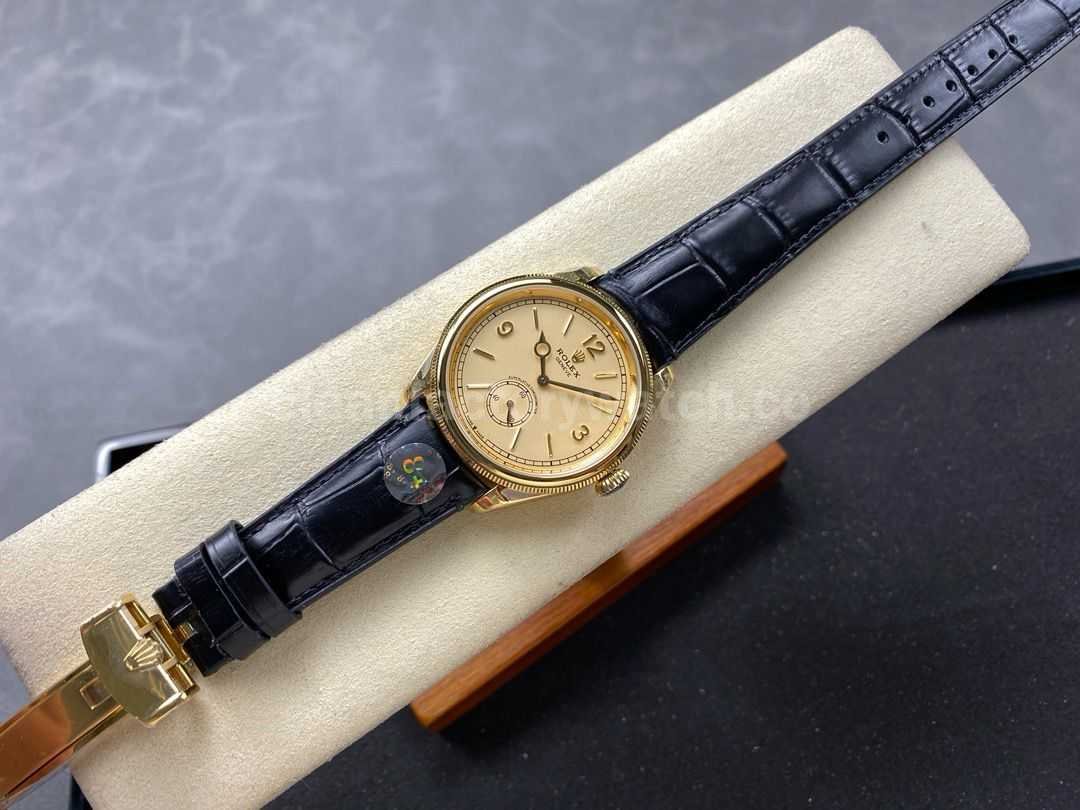8+ Factory Rolex 1908 52508 39mm Yellow Gold Leather Strap Arabic Numerals Champagne Dial (1)