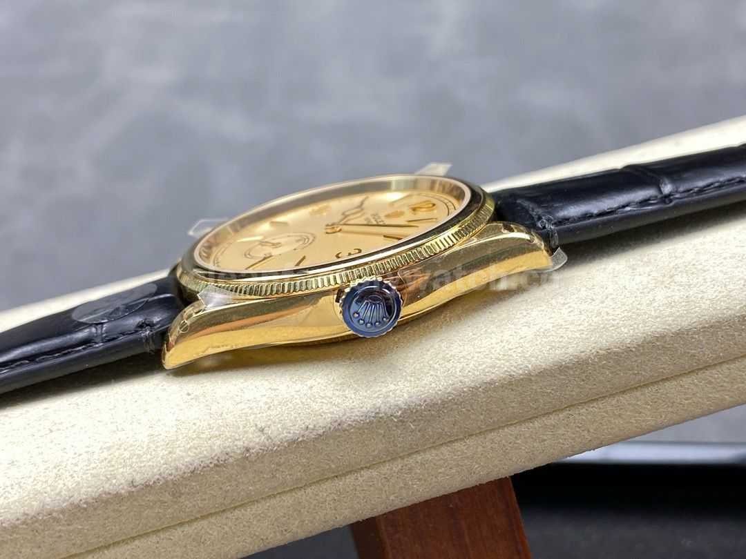8+ Factory Rolex 1908 52508 39mm Yellow Gold Leather Strap Arabic Numerals Champagne Dial (6)