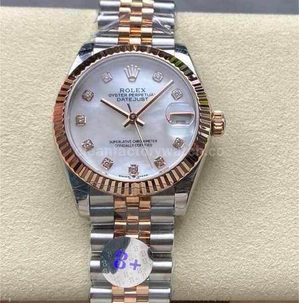 8+ Factory Rolex counterweight Datejust 278271-0026 31mm Half Rose Gold Diamond Mother Of pearl Dial Jubilee