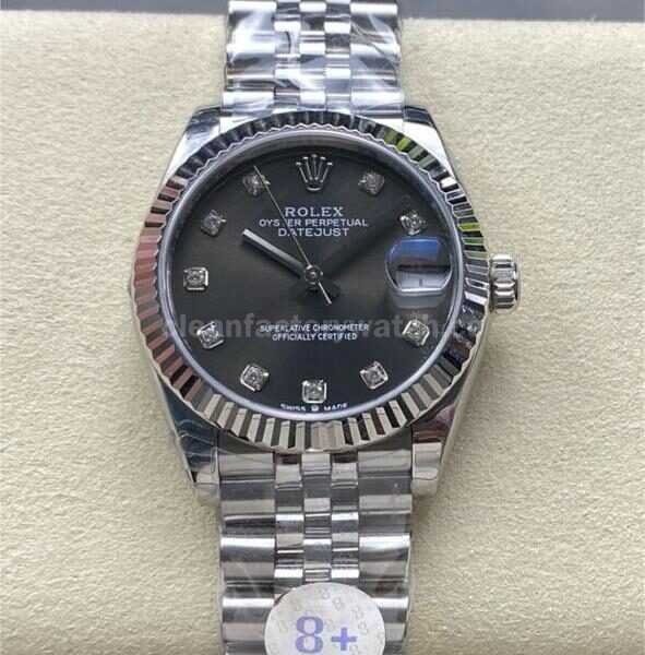 8+ Factory Rolex counterweight Datejust 278274-0008 31mm Full Steel Diamond Grey Dial Jubilee