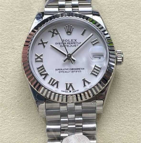 8+ Factory Rolex counterweight Datejust 278274-0010 31mm Full 904L Roman Numerals White Dial Jubilee
