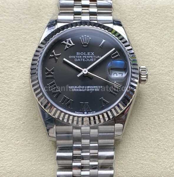 8+ Factory Rolex counterweight Datejust 278274-0022 31mm Full 904L Roman Numerals Grey Dial Jubilee