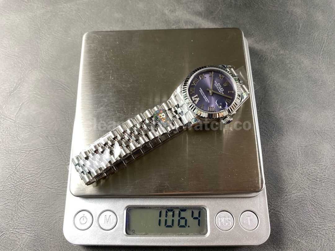 8+ Factory Rolex Counterweight Datejust 278274 0026 31mm Full Steel Roman Numerals Diamond Purple