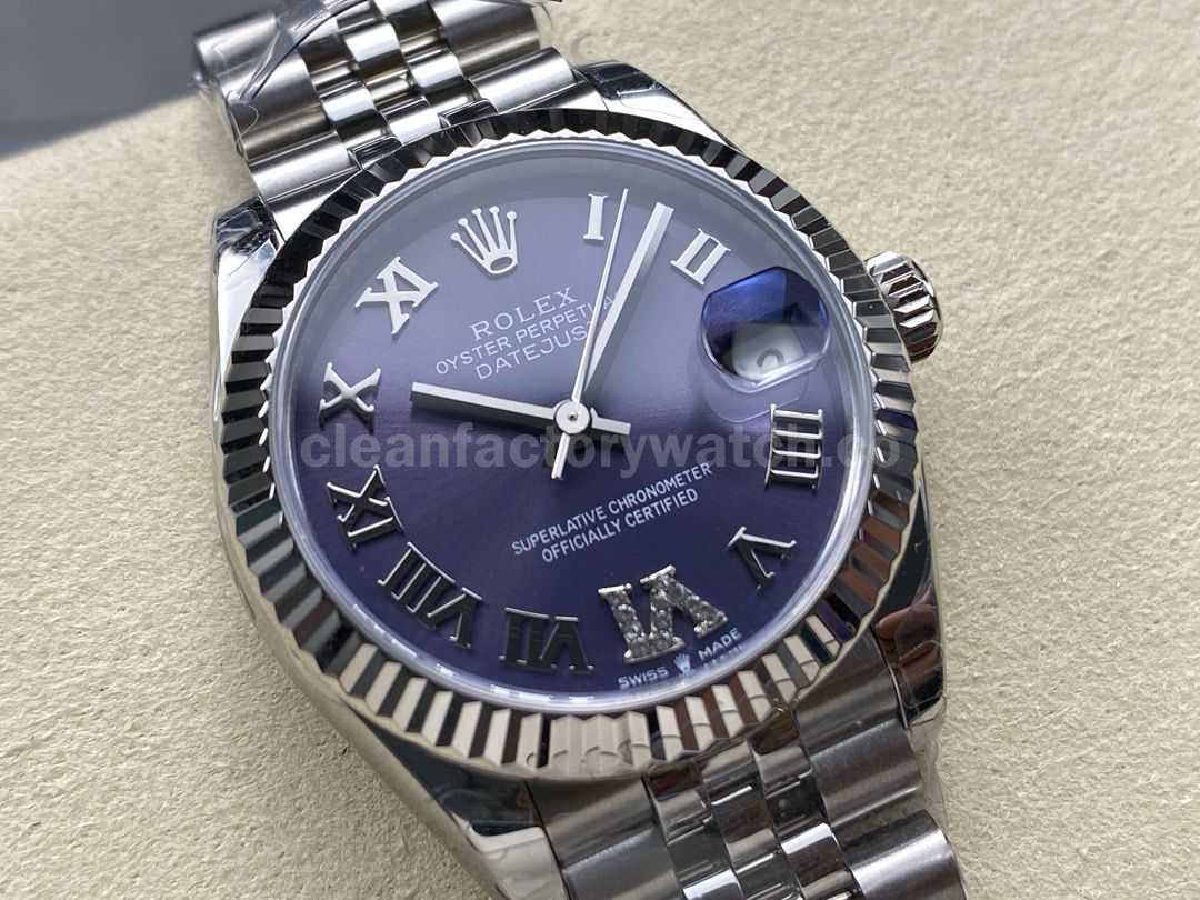 8+ Factory Rolex Counterweight Datejust 278274 0026 31mm Full Steel Roman Numerals Diamond Purple (3)