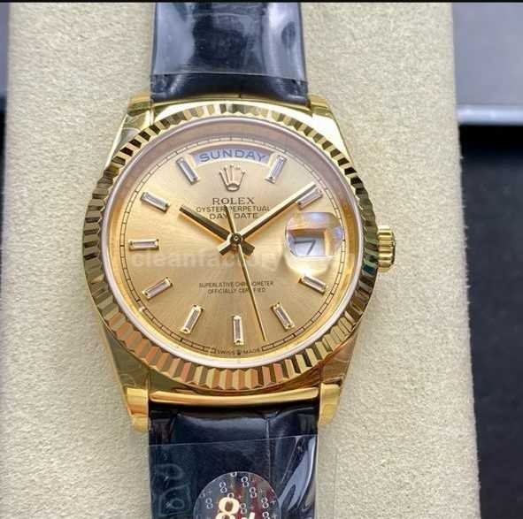 8+ Factory Counterweight Rolex Day Date 36mm 128238 Yellow Gold Crocodile (7)