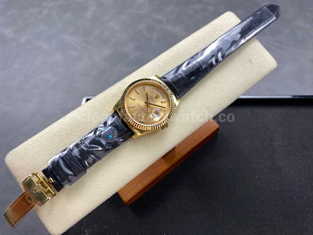 8+ Factory Counterweight Rolex Day Date 36mm 128238 Yellow Gold Crocodile L (1)