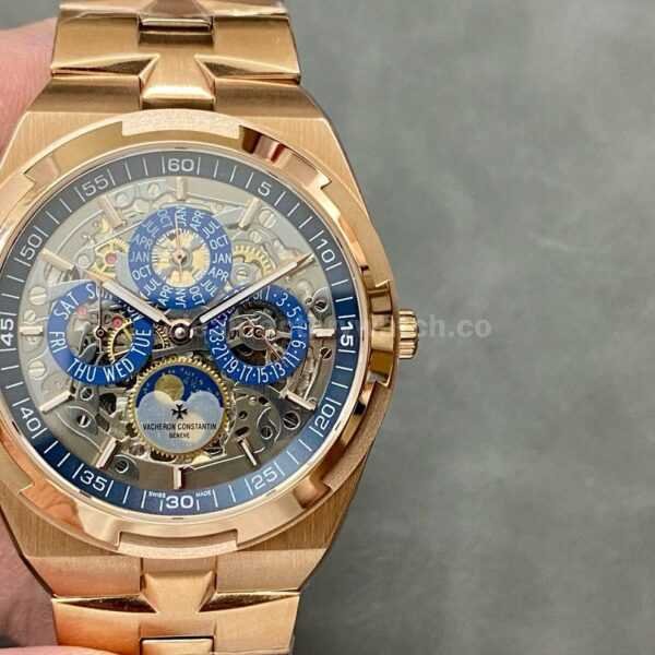 8F Factory Vacheron Constantin Overseas Perpetual Calendar Skeleton 4300V/120R-B642 41.5mm Full Rose Gold Skeletonized Dial