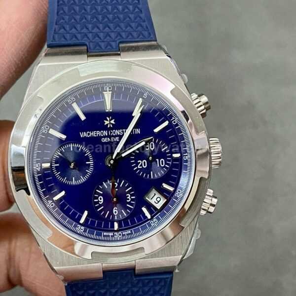 8F Factory Vacheron Constantin Overseas Chronograph 5500V/110A-B148 42.5mm Steel Rubber Strap Blue Dial