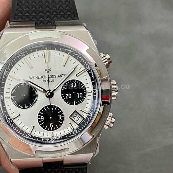 8F Factory Vacheron Constantin Overseas Chronograph 5500V110A-B686 42.5mm Steel Rubber Strap Black Eye Silver Dial