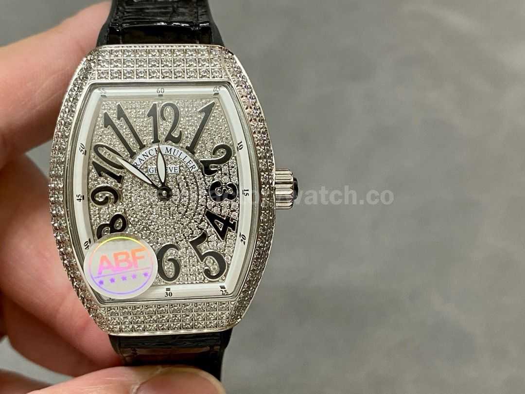 ABF Factory Franck Muller Vanguard V45 44mm Diamond Titanium Leather Strap Black Dial (2)