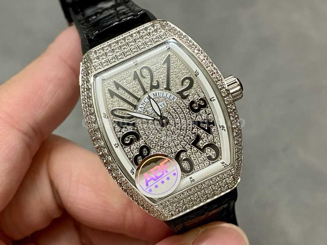 ABF Factory Franck Muller Vanguard V45 44mm Diamond Titanium Leather Strap Black Dial (3)