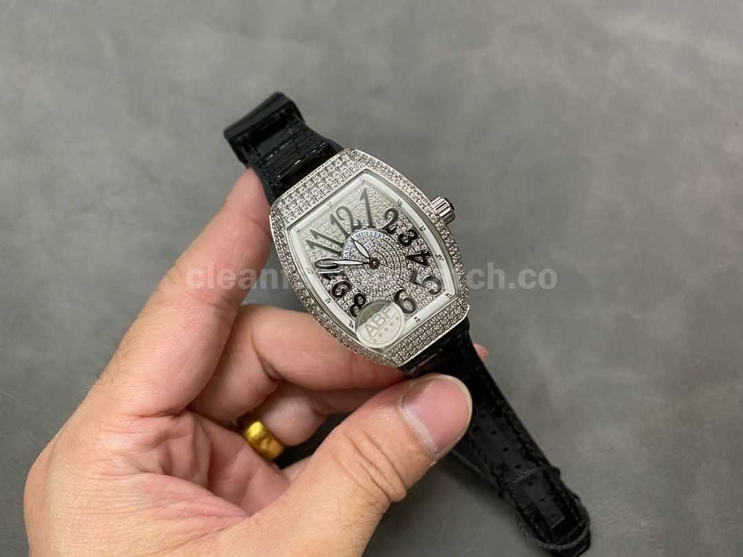 ABF Factory Franck Muller Vanguard V45 44mm Diamond Titanium Leather Strap Black Dial (9)