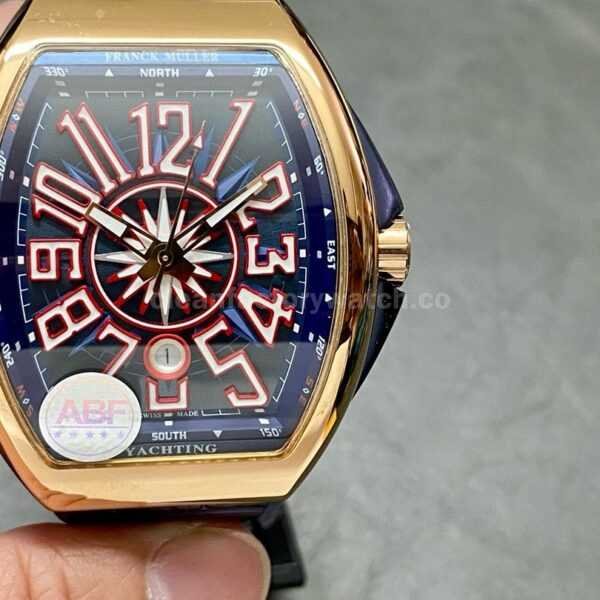 ABF Factory Franck Muller Vanguard V45 44mm Rose Gold Rubber Strap Blue Dial