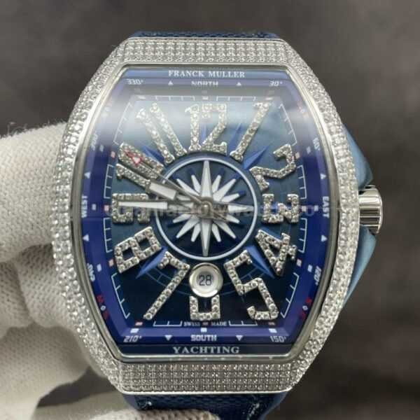 ABF Factory Franck Muller Vanguard V45 44mm Steel&Diamond Rubber Strap Blue Dial