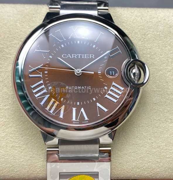 AF Factory Cartier Ballon Bleu 42mm Full Steel Roman Numerals Brown Dial (2)