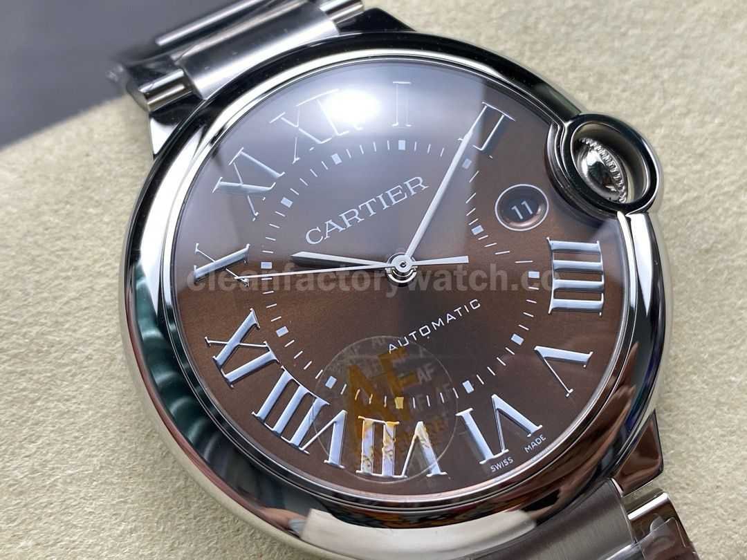 AF Factory Cartier Ballon Bleu 42mm Full Steel Roman Numerals Brown Dial (4)