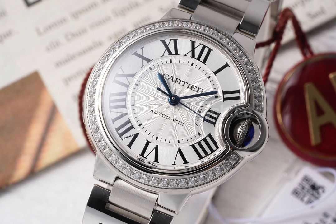 AF Factory Cartier Ballon Bleu W4BB0023 33mm Diamond Bezel Full Steel Roman Numerals Silver D (6)