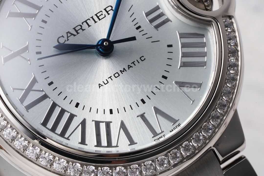 AF Factory Cartier Ballon Bleu W4BB0028 33mm Diamond Bezel Full Steel Roman Numerals Blue Dial