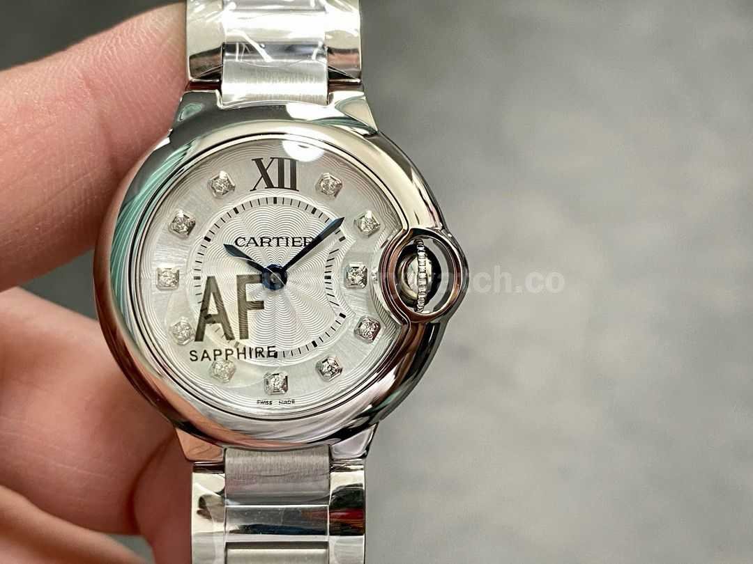 AF Factory Cartier Ballon Bleu W4BB0029 28mm Full Steel Roman Numerals&Diamond Silver Dial (5)