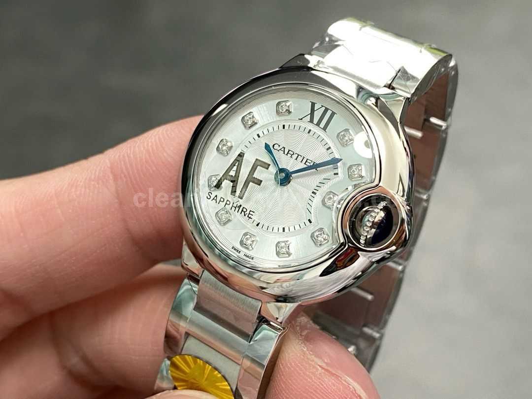 AF Factory Cartier Ballon Bleu W4BB0029 28mm Full Steel Roman Numerals&Diamond Silver Dial (7)