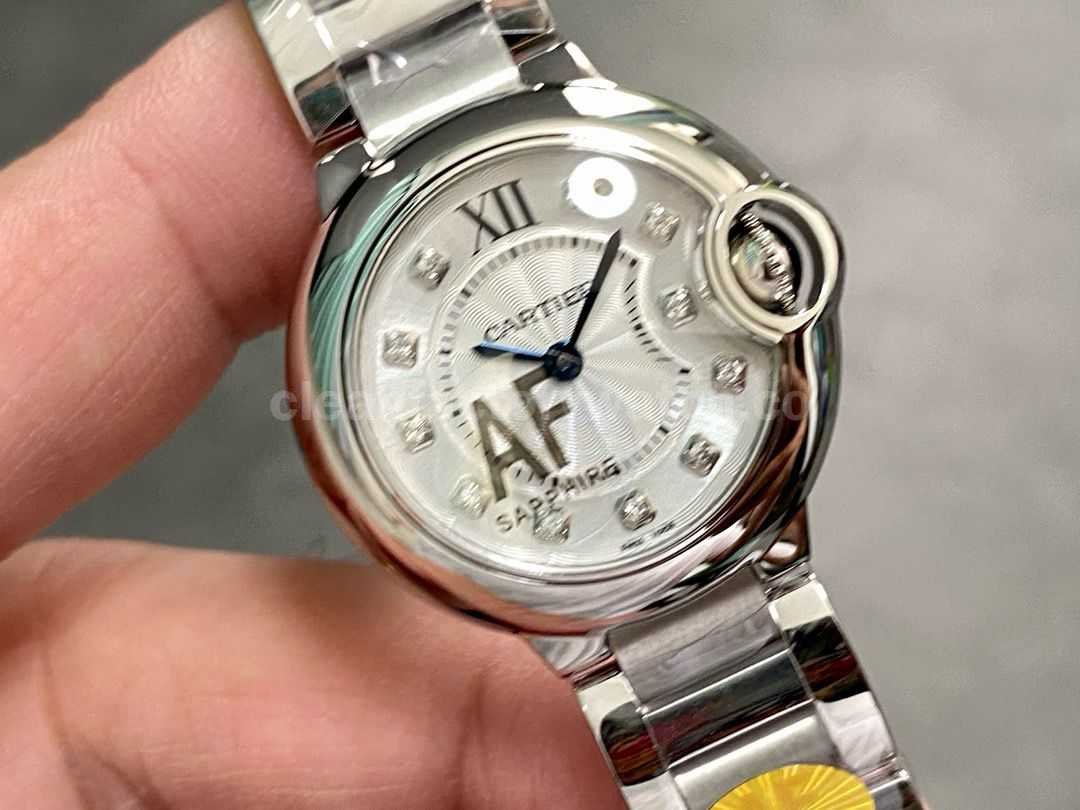 AF Factory Cartier Ballon Bleu W4BB0029 28mm Full Steel Roman Numerals&Diamond Silver Dial (8)