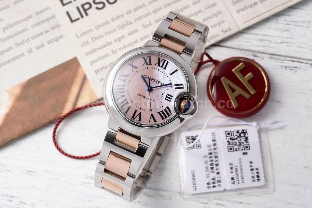 AF Factory Cartier Ballon Bleu W6920098 33mm Half Rose Gold Roman Numerals Mother Of Pearl Dia (3)