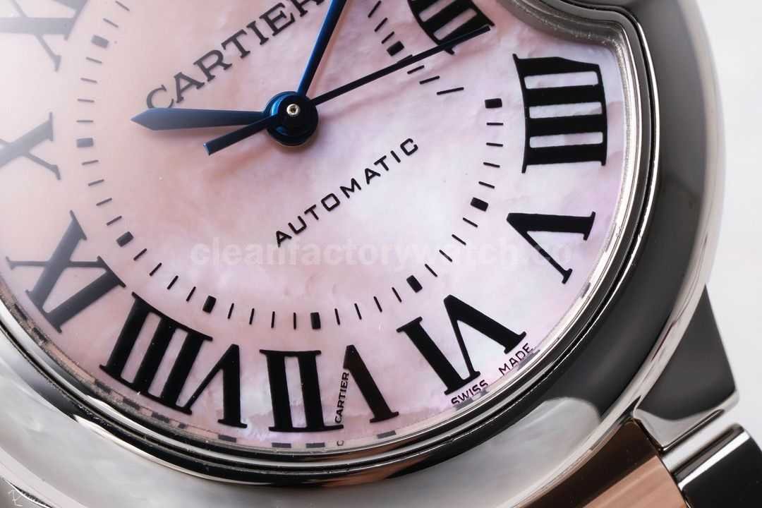 AF Factory Cartier Ballon Bleu W6920098 33mm Half Rose Gold Roman Numerals Mother Of Pearl Dia