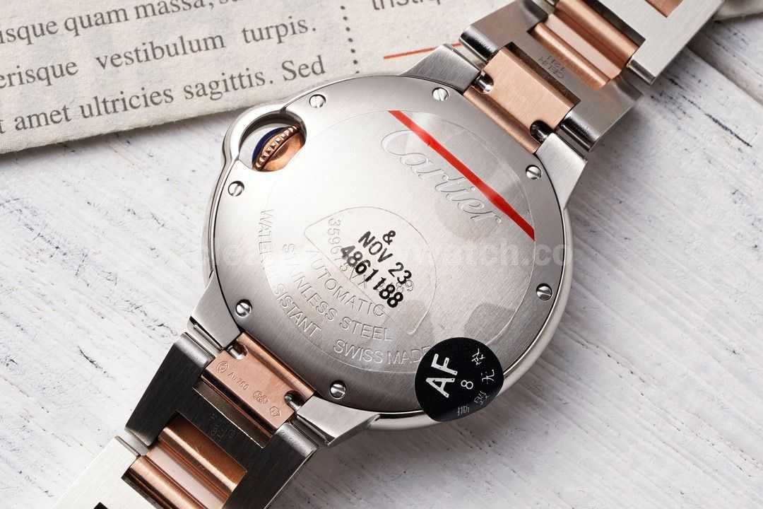 AF Factory Cartier Ballon Bleu W6920098 33mm Half Rose Gold Roman Numerals Mother Of Pearl Dial (1)