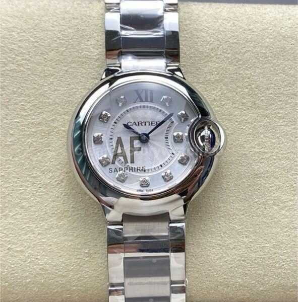 AF Factory Cartier Ballon Bleu WE902073 28mm Full Steel Roman Numerals&Diamond Silver Dial