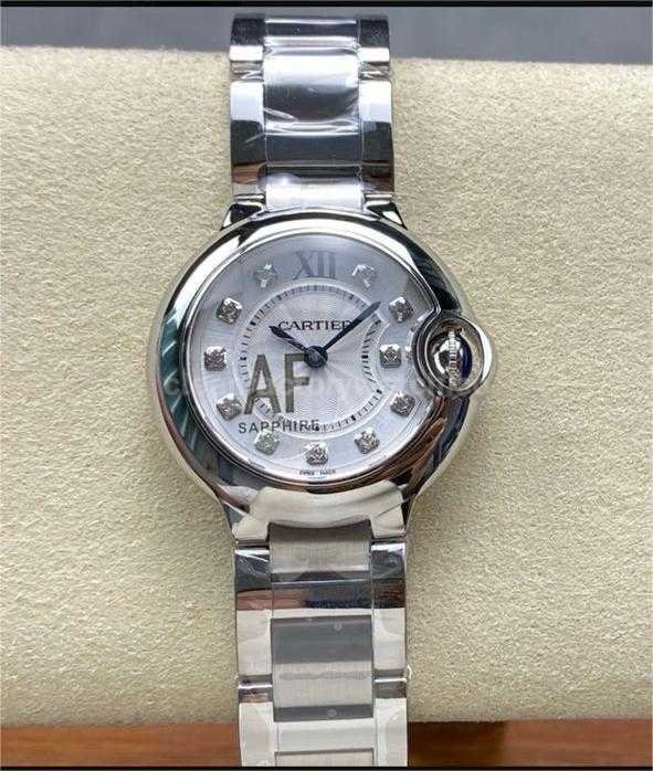 AF Factory Cartier Ballon Bleu WE902073 28mm Full Steel Roman Numerals&Diamond Silver Dial (1)