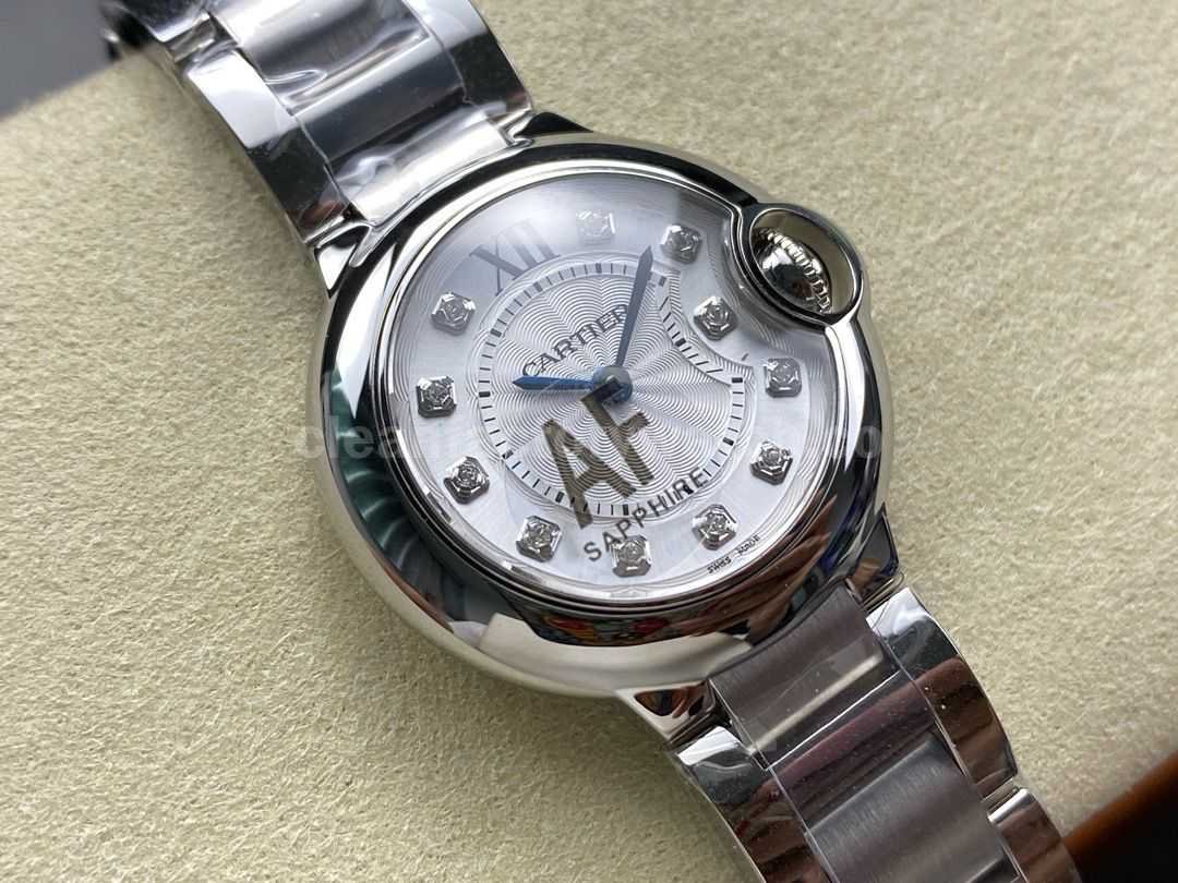 AF Factory Cartier Ballon Bleu WE902073 28mm Full Steel Roman Numerals&Diamond Silver Dial (3)