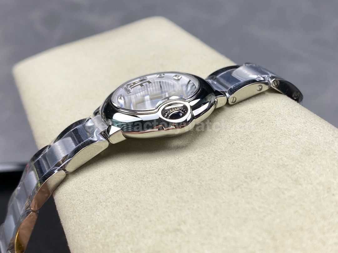AF Factory Cartier Ballon Bleu WE902073 28mm Full Steel Roman Numerals&Diamond Silver Dial (4)