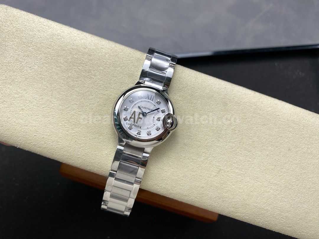AF Factory Cartier Ballon Bleu WE902073 28mm Full Steel Roman Numerals&Diamond Silver Dial (9)