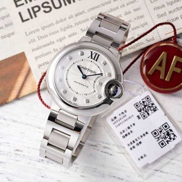 AF Factory Cartier Ballon Bleu WE902074 33mm Full Steel  Diamond&Roman Numerals Silver Dial