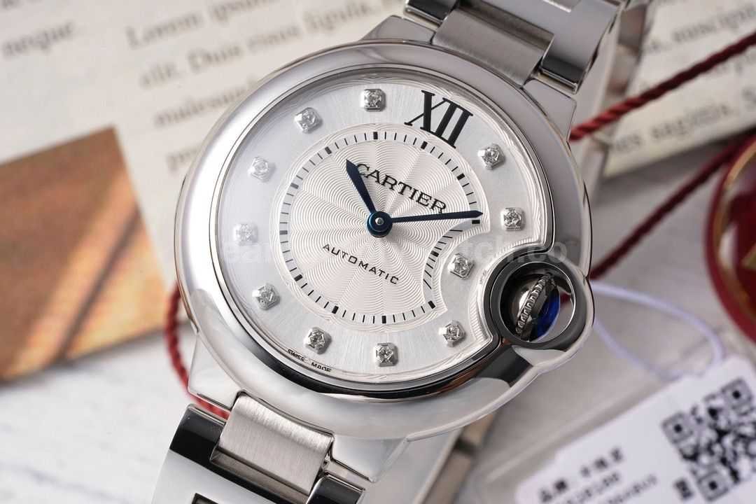 AF Factory Cartier Ballon Bleu WE902074 33mm Full Steel Diamond&Roman Numerals Silver Dial (8)