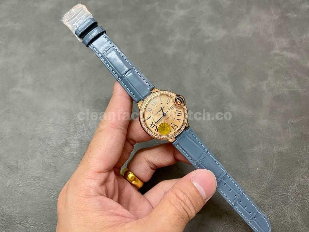 AF Factory Cartier Ballon Bleu WJBB0076 33mm Diamond Bezel Rose Gold Blu (3)
