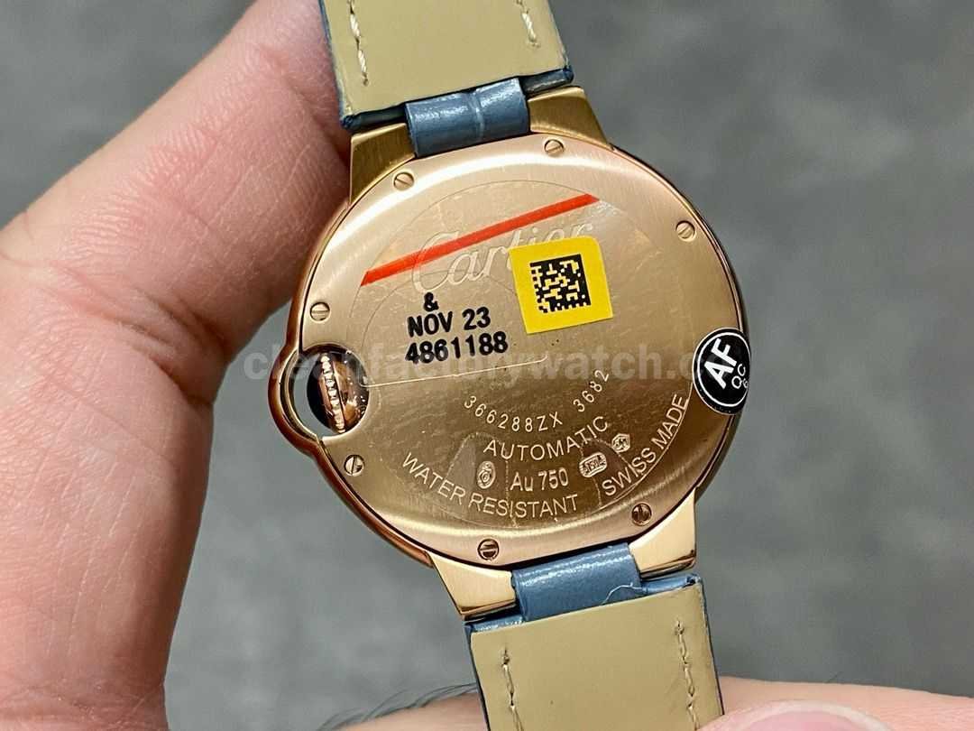 AF Factory Cartier Ballon Bleu WJBB0076 33mm Diamond Bezel Rose Gold Blu (4)