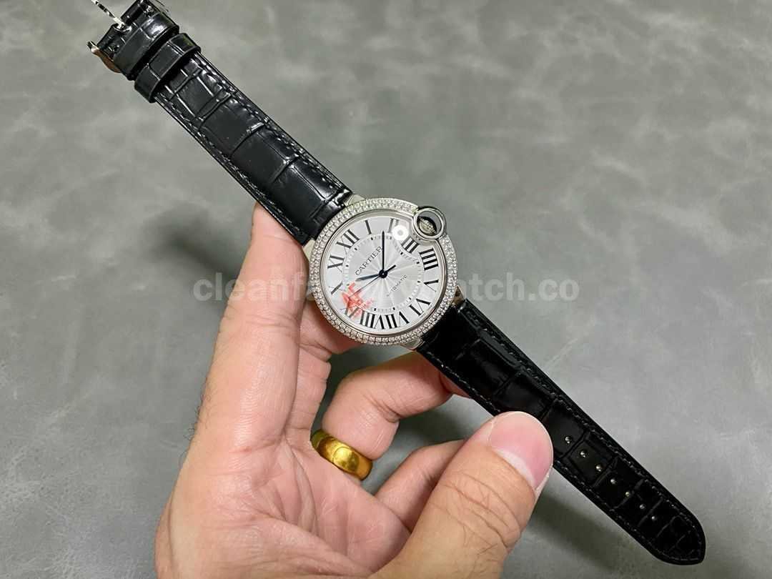 AF Factory Cartier Ballon Bleu WSBB0028 36mm Diamond&Steel Leather Strap White Dial (1)