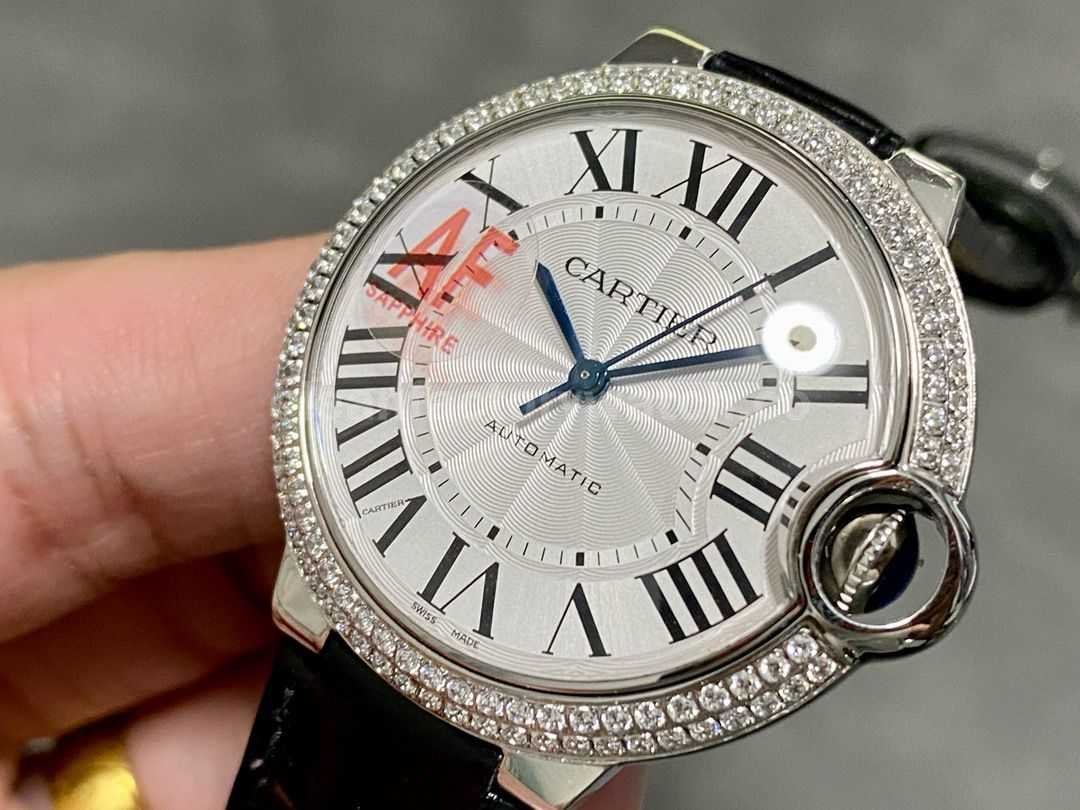 AF Factory Cartier Ballon Bleu WSBB0028 36mm Diamond&Steel Leather Strap White Dial (5)