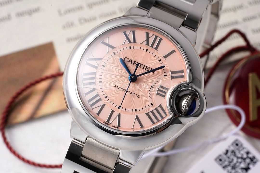 AF Factory Cartier Ballon Bleu WSBB0046 33mm Full Steel Roman Numerals Pink Dial (6)
